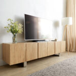 Lowboard Live Edge 220Cm Eiche Massiv 6 Türen Tv Board | Delife In Lowboard Eiche Massiv